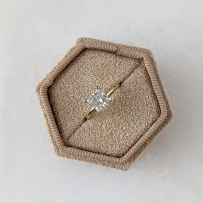 Aria ring - 1.5 Carat Princess, 14K White Gold Solitaire Ring