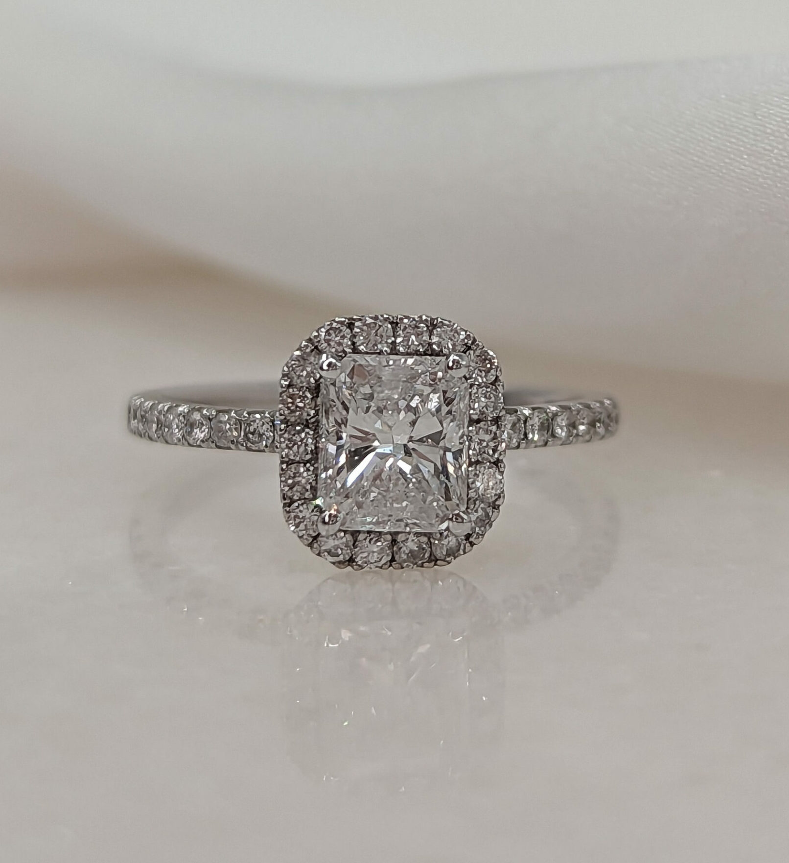 Oval Halo Engagement Ring, GIA Certified 1.02ctw H/SI1