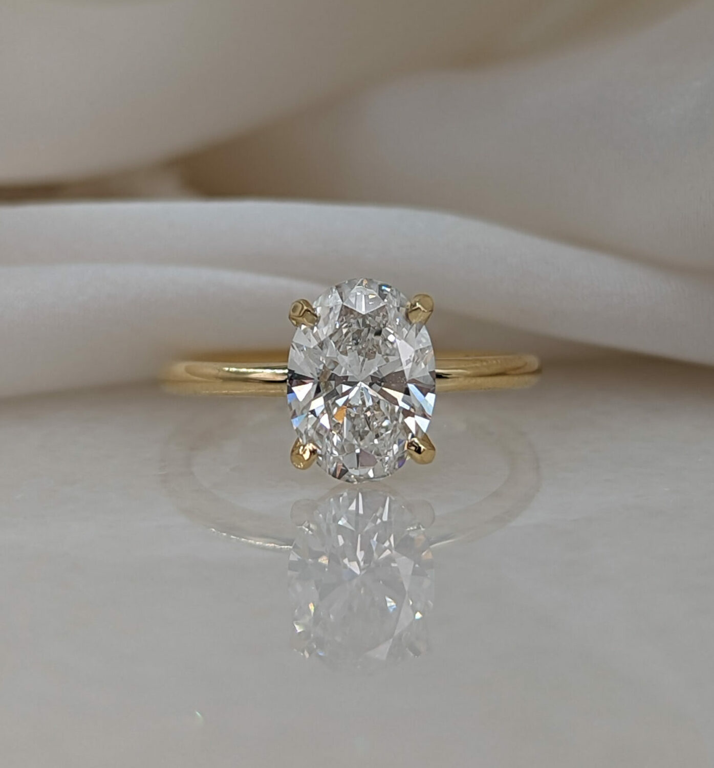 Oval Solitaire Diamond Engagement Ring - Shraddha Shree Gems