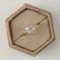 Square Cushion Diamond Engagement Ring, 14K Yellow Gold Solitaire Ring