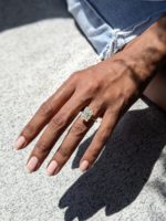 Miley ring - 2.3 carat on a finger