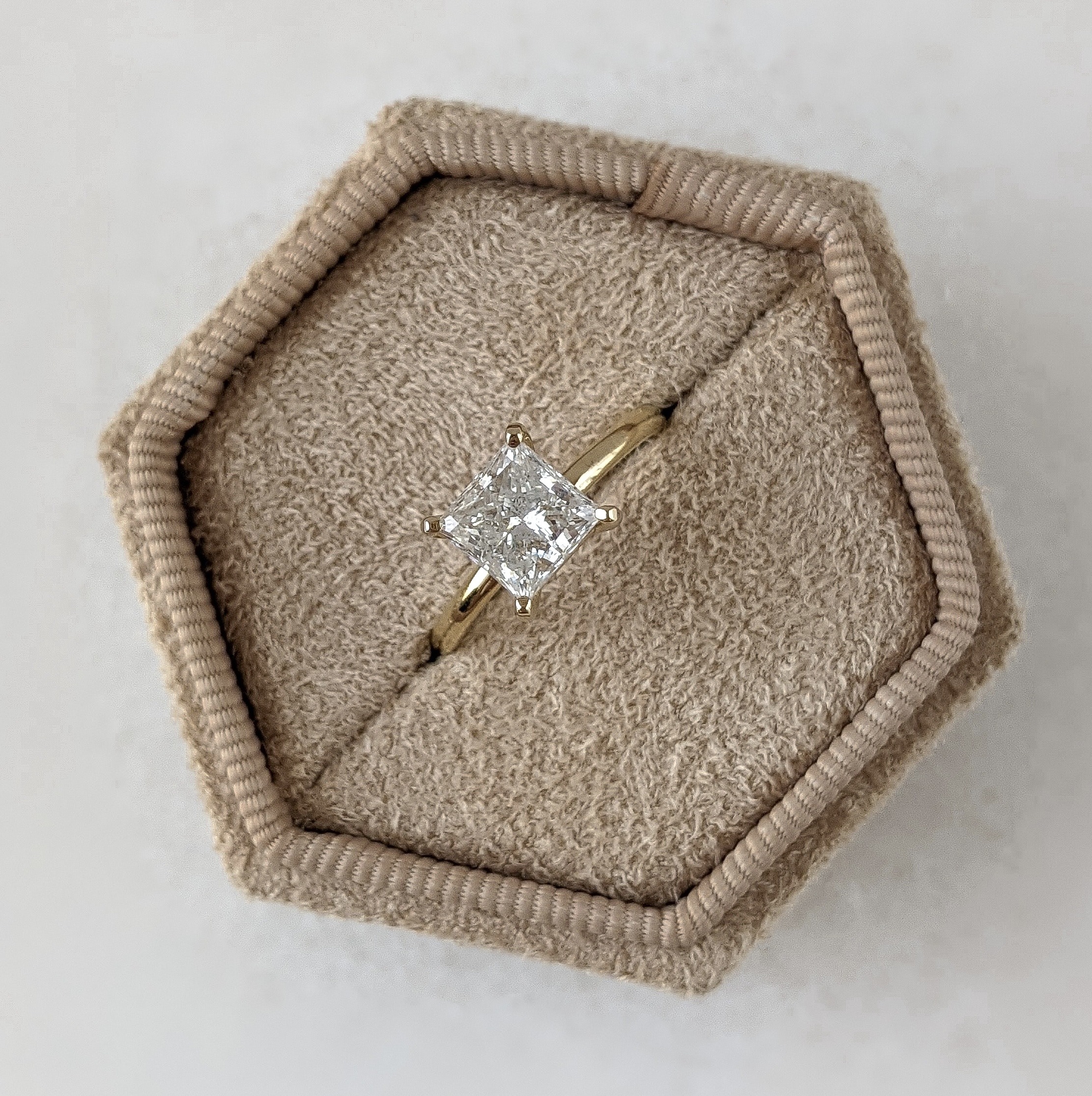 Aria ring - Diamond Engagement Ring, 1.5 Carat Princess, 14K White Gold Solitaire Ring