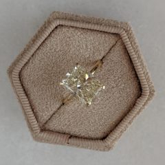 Cushion Diamond Engagement Ring, 14K Yellow Gold Solitaire Ring, Classic Diamond Engagement Ring