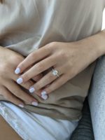 Bleeker ring - 2.58 carat diamond cushion cut ring on a finger