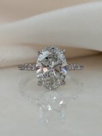 Alexandra Ring - 3.20 Carat Oval Diamond Engagement Ring with Pave and Hidden Halo