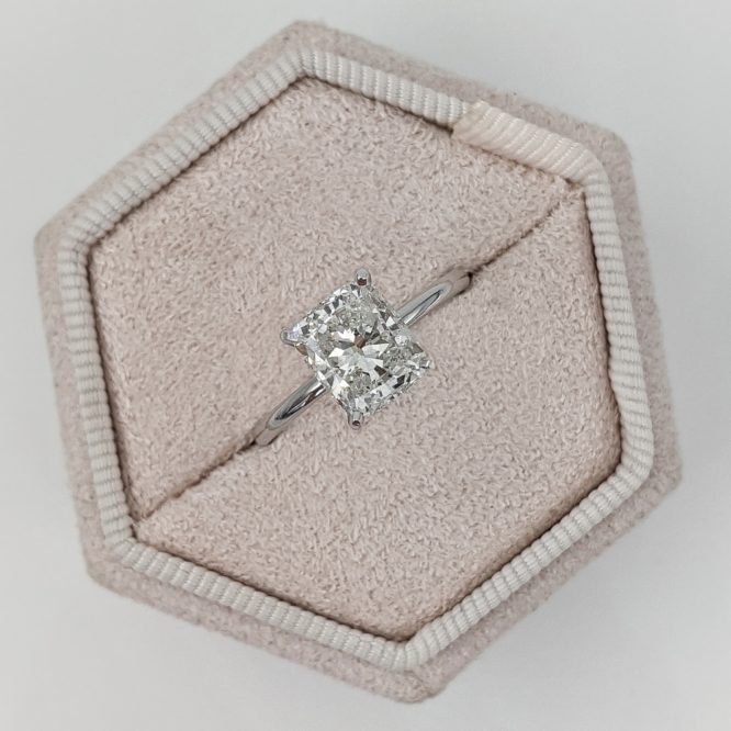 Square Cushion Diamond Engagement Ring, 14K Classic Yellow Gold Ring
