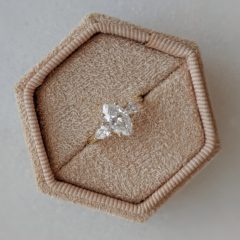 Marquise Diamond Engagement Ring, 14K Yellow Gold With Two Pear Diamonds Ring