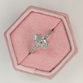 Evelyn Ring Oval 14K White Gold With French Pave and a Hidden Halo Ring