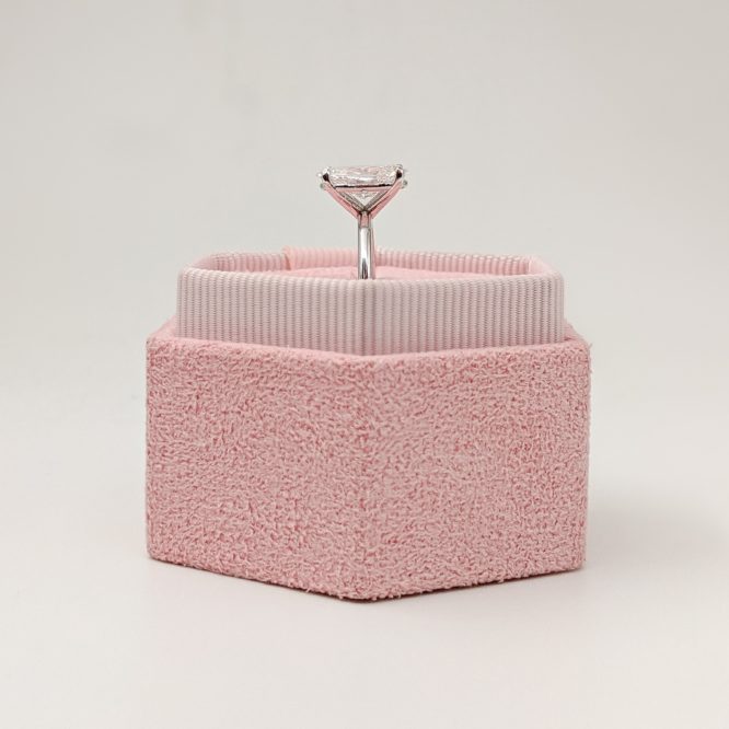 Amelia ring in a decorative box from the side