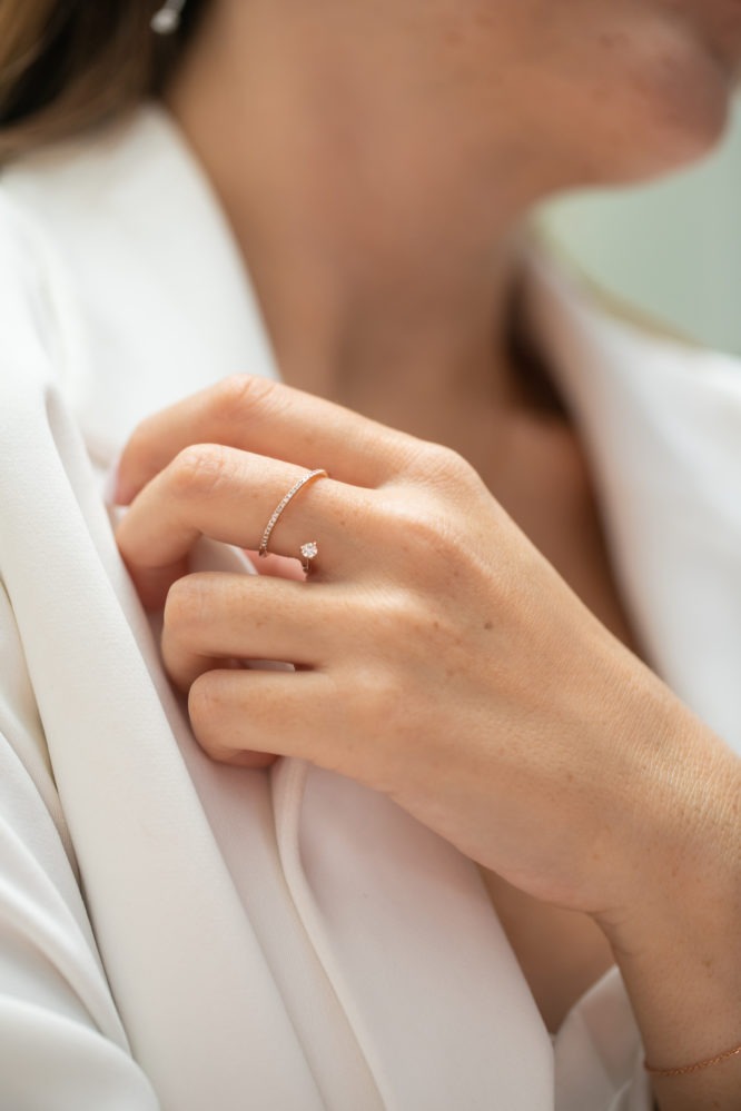Emilia ring worn on a finger