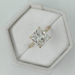 Cushion Diamond Engagement Ring, 14K Yellow Gold With Pave and Hidden Halo Ring