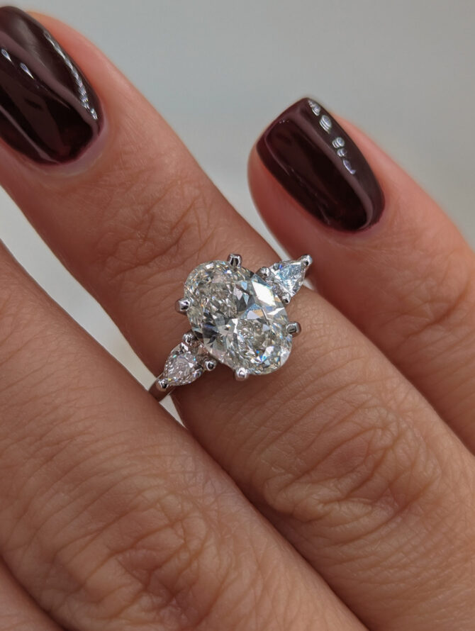Billie Ring - 2.20 Carat Oval Diamond Engagement Ring with Pear